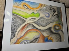 Large „An Abstract Composition“ Mixed Media Painting – Signed And Framed