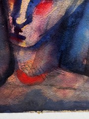 Pair (2) Vintage 1920s German Expressionist Watercolor Portraits Man Woman 7×10