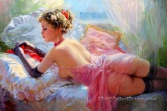 Beautiful Girl Oil Painting wall art Giclee Printed on Canvas P1422