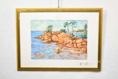 Franco Corrocher Painted Artwork „83Sardegna“ Rock Of Capriccioli 76x55cm