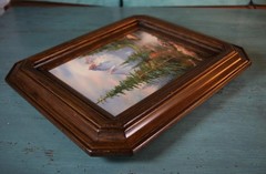 Vintage 8″x10″ Oil Painting Signed Holman Mountain Landscape13″x15″ Wood Frame