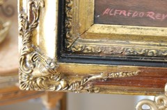 VTG FRAMED SIGNED ORIGINAL OIL TROPICAL FRUITS WITH BASKET ARTIST: ALFREDO REYES