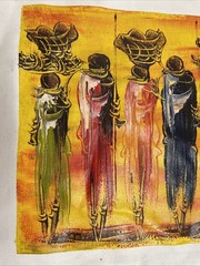 ORIGINAL Oil Acrylic PAINTING On Canvas Signed By Sawe Tribal Masai Art 9×9