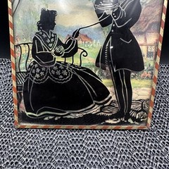 VTG Silhouette Painted Convex Glass Couple Picture 1940’s