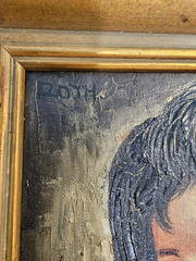 „Big Eye“ Etienne Roth Framed Oil Portrait-Signed 1960s- Louis Antoville frame