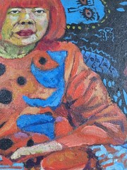 Excellent masterpiece, oil on OLD CANVAS, signed YAYOI KUSAMA