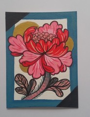 OOAK Tiny Acrylic & Ink Flower Painting By ESS22, 3.75 X 5 in., Unframed