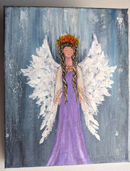 ORIGINAL Painting „ANGEL “ impasto ACRYLIC 10″x 8″ by Olga Diduh.