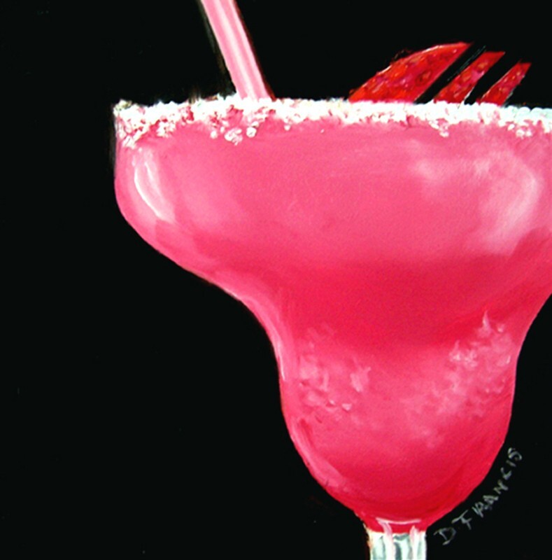 „MARGARITE“ Original Art Oil Painting 6″x6″x1/8″ Food, Wine by Donna Francis