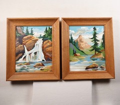 Vintage Paint by Number „Mountain Waters“ Framed Set of 3 1960 Craft Master