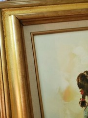 Picture Oil Painting on Canvas Portrait of back of Girl Framed Art 23″ x 19 1/4