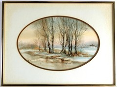 CAROL SEBOLD 1939-2010 WATERCOLOR UNSIGNED TITLED ROAD EDGE ARTIST GALLERY PAPER
