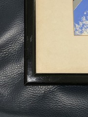 VTG Modern Abstract MCM Signed D Hill 9.75”T 11.75”W Framed Black White Blue