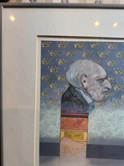 Luis Eades Roberto Rey Signed Casein Painting Modernist Portrait 1990 Framed Art