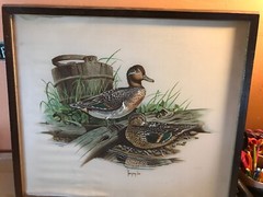 21×18 Sue Yong Lee Ducks On Fabric 22 1/2x 19 1/2
