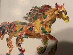 Original Artwork Rainbow Horse Running Animal ACEO Handmade Signed By Artist