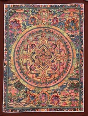 BUDDHA LIFE STORY BIG CIRCLE MANDALA ORIGINAL TIBETAN THANGKA PAINTING