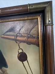 Vintage Large Original Sea Captain Oil Painting Pipe Scope Wheel by Kim Benson