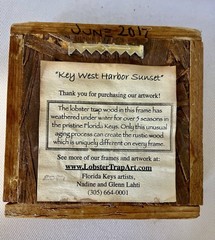Small Key West Painting On Tile W/Weathered Lobster Trap Wood Frame Signed OOAK