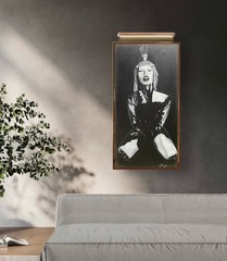 Original Black & White African Queen Portrait Painting on Canvas Signed Artwork