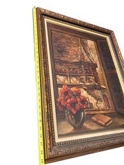 Vtg 1953 Oil on Canvas Signed J. Beck 24×18 Heavy Impasto Europe Village Window