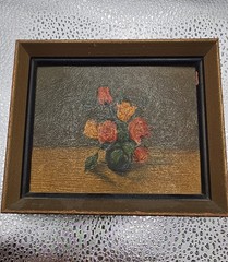 Vintage Floral Still Life Miniature Paintings in Frames