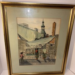 Vintage Harry Merthou Watercolor Framed Picture Signed 1964 Quebec City