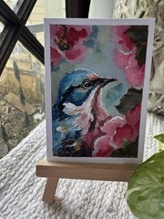 ACEO PRINT Blue Jay Painting Impressionistic Abstract Heavy Impasto Fine Art