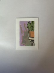 ACEO Original “Plant Shadow” Acrylic Home abstract Shadow Plant Art Card