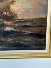Angel Espoy Painting Nautical Seascape Sunset Evening Antique Famous Listed Oil