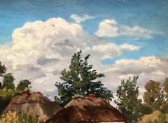 Oil Painting Unframed House Near the Forest Cherkas A Nature Painting Art n642