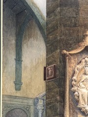 Antique Church Interior Painting Federigo Pedulli 1860-1940 Italy Basilica Tomb