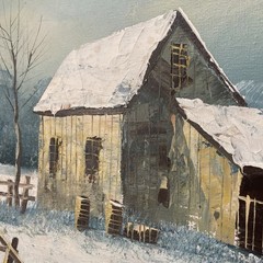 VINTAGE ORIGINAL WILLIAM NEWPORT BARN PAINTING OIL/CANVAS 12″X16″ Signed