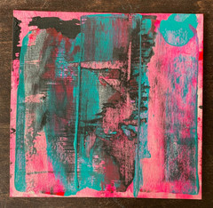 15 x 15.5cm contemporary abstract original painting on watercolor paper signed