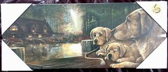 HD PRINT OIL PAINTING ON CANVAS ART DECORATION ROOM WAL, DOGS ON THE LAKE
