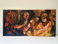 MARCHE PAINTING ABSTRACT LARGE MODERNISM Cubism Cubist Mid Century LISTED 44″
