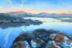 Original Oil Painting Golden Hour Desert Sunset Canyon Lake Impressionist 8×10