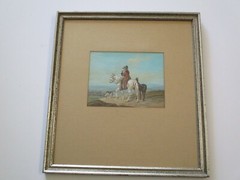 ANTIQUE 19H CENTURY PAINTING ICON PORTRAIT LANDSCAPE HORSE ILLUSTRATION DOG