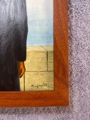RENE MAGRITTE DRAWING ON ANTIQUE WOOD, FRAMED ON WOOD, SIGNED AND SEALED