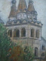 2x Pastel Russian Church Frame Antique Fine Work Miniatures Russia