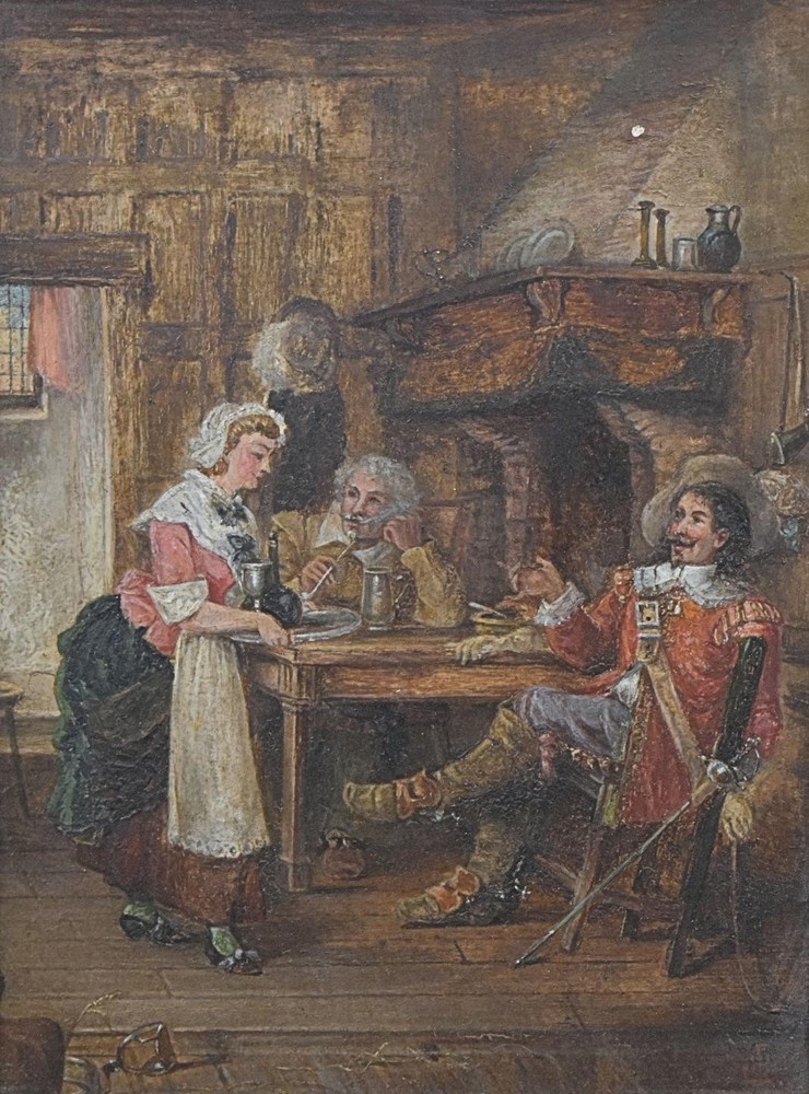 THE TRAVELLERS SOLACE OIL PAINTING AFTER TENIERS SIGNED ASCRIBED WH FOSTER c1860
