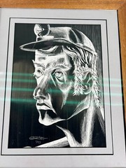 Coal Miner MCM Portrait Scratch Art Scratch Board Etching Signed G. Slater 70