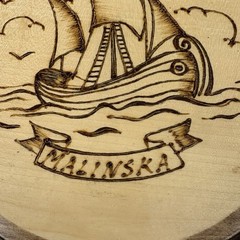 Vintage Clipper Ship Wood Plate Malinska Nautical Decorative Boat Sailing