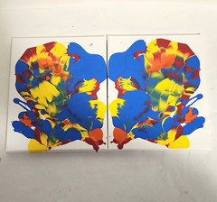 2-Piece Abstract Acrylic Pour Diptych Painting Set on Canvas, Unframed