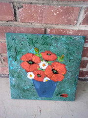 Poppy Painting Acrylic 12×12 by Artist Jayne