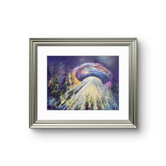 Original Acrylic Pastel UFO Hand Painted 9 x 12 In Paper