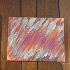 Abstract Purple Orange Gray Brushstroke Painting on Canvas Board, Small Unframed