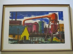 PHILIP MORTON PAINTING AMERICAN INDUSTRIAL REGIONALISM FACTORY URBAN MODERNISM