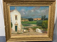 Georges Andre Klein (French 1901-1992) Portuguese Village with Church O/C Signed