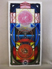 Large Vintage Abstract Oil Painting Spiritual Planetary Original Fine Art Modern